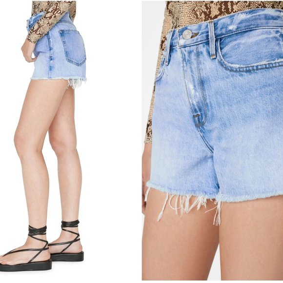 FRAME Le Brigette High Waist Raw Edge Denim Shorts - Picture 3 of 11
